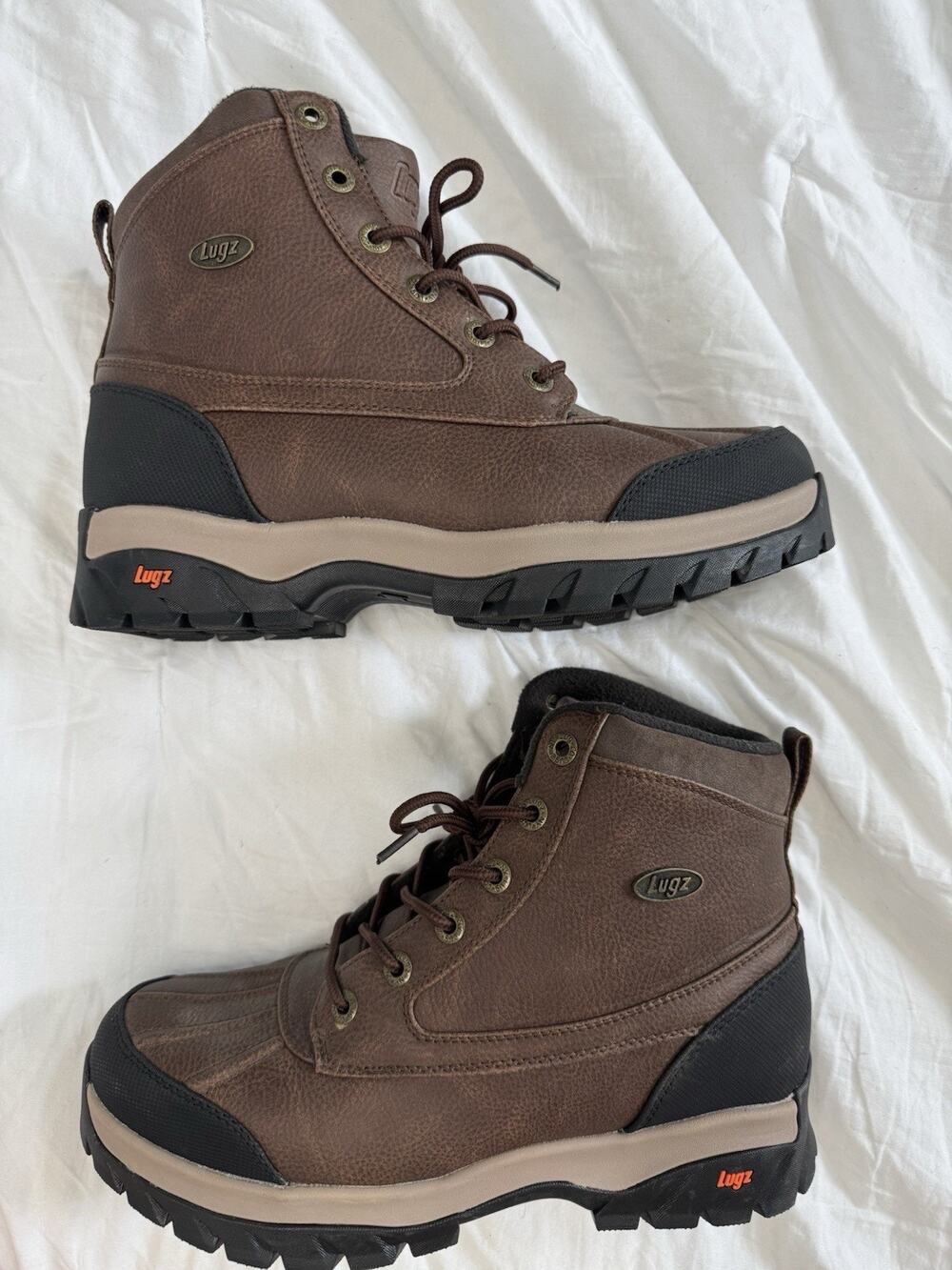 Lugz Men's Brown Lace-Up Ankle Snow Boots Synthetic Upper US 10 EU 44